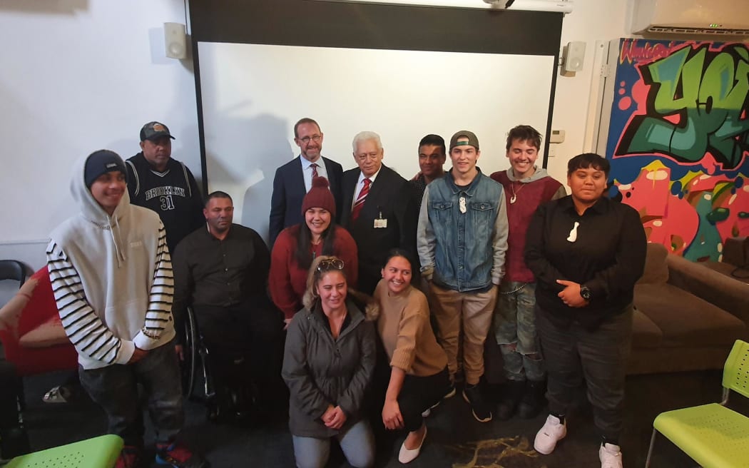 Health Minister Andrew Little with rangatahi at Whangārei's Youth Space.