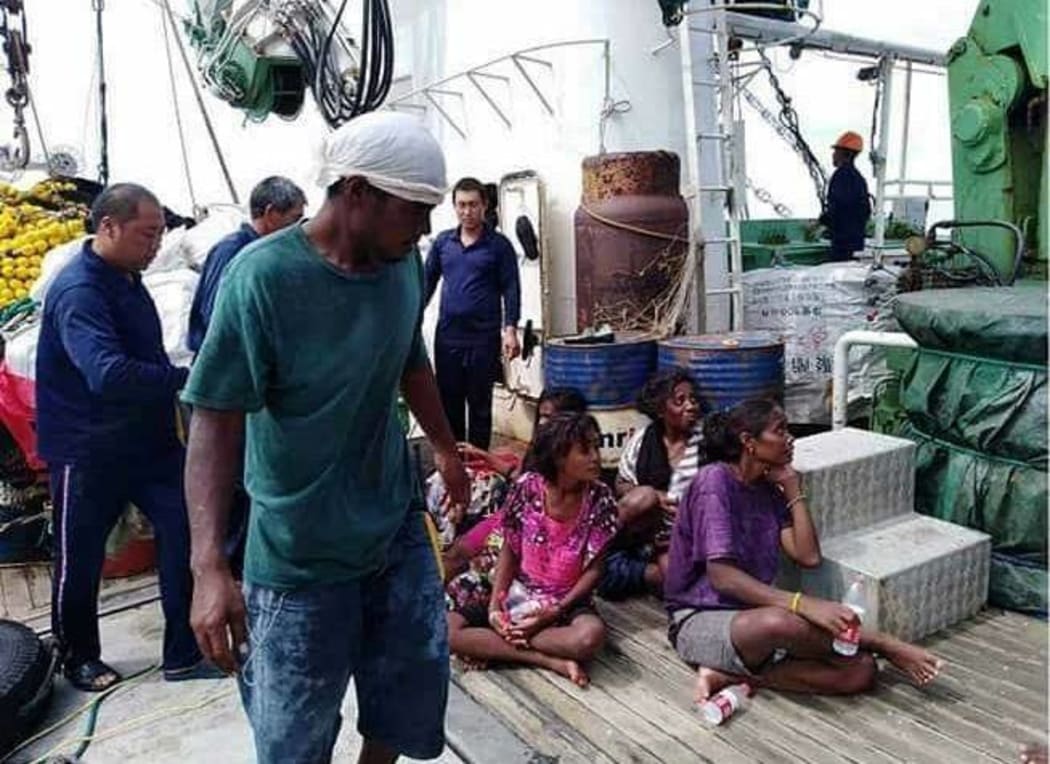 Some of the seven survivors shortly after being rescued.