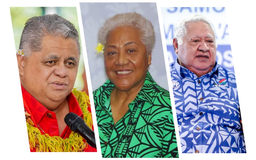 FAST's La'auli Leuatea Polataivao, SUP's Fiame Naomi Mata'afa, and HRPP's Tuila'epa Sa'ilele Malielegaoi.