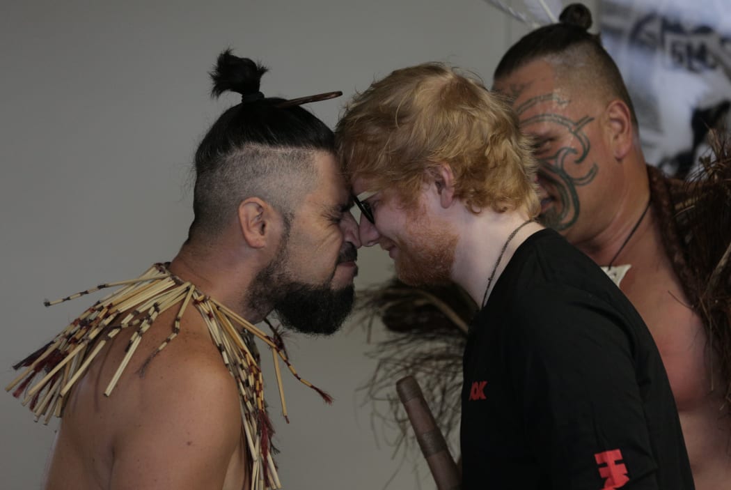 Ed Sheeran was welcomed with a pōwhiri performed by the kaiHaka group.