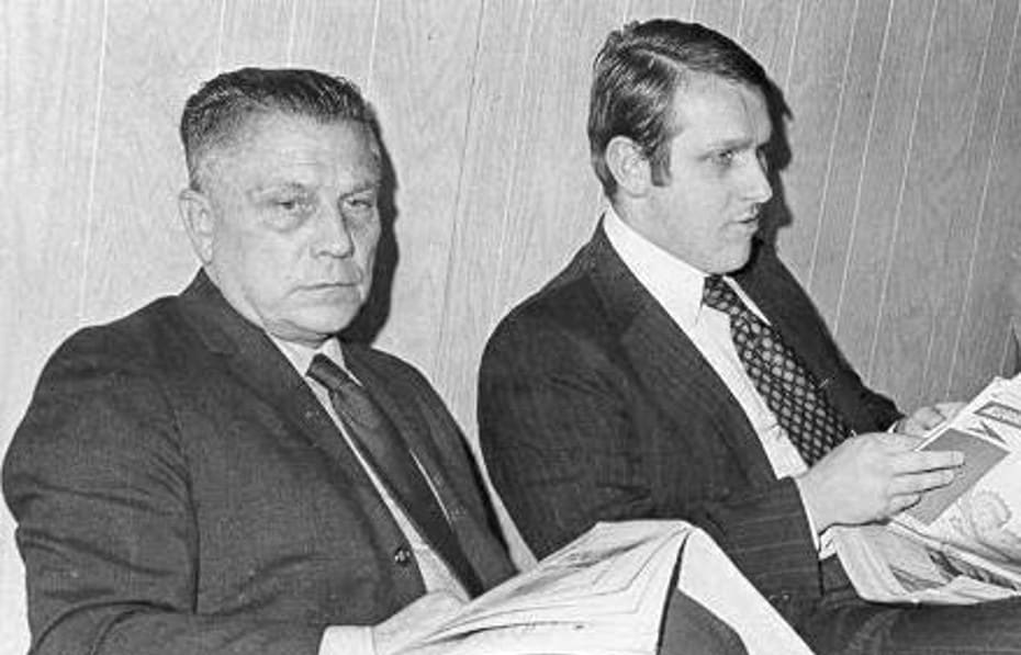 Jimmy Hoffa (L) with his son James P. Hoffa in 1971.