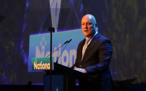 Prime Minister Christopher Luxon addresses 550 delegates at the annual National Party conference in Christchurch in August 2025.