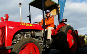 Peter Hillary with one of the tractors making the 2000km journey.