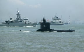 The Indonesian Cakra class submarine KRI Nanggala 402 setting out from the naval base in Surabaya. Photo undated.