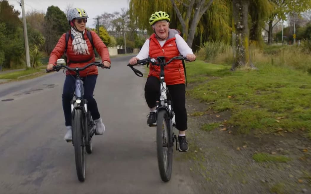 Diana and Emily, 84, who is a regular cyclist.
