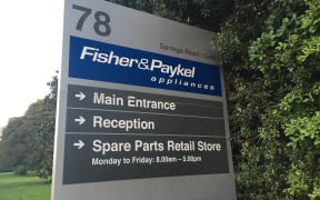 A sign at Fisher & Paykel Appliances' East Tamaki factory, which is set to shut.