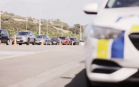 Police checkpoint north of Wellington.