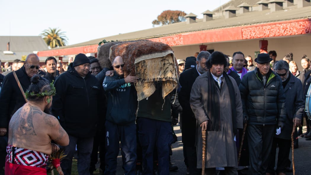 Former Minister of Māori Affairs Koro Wētere was buried today at a family urupā near Te Kuiti. His body has been lying in state at Tūrangawaewae Marae since Saturday, when he died, a day after his 83rd birthday. His tūpāpaku will be taken to Ōparure Marae before being buried at a whānau urupā.