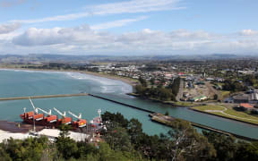 A view of Gisborne and its port.  This city on the East coast of New Zealand's North Island is an important regional centre.