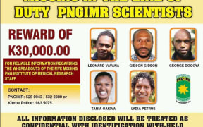 Reward poster for scientists who went missing in PNG in 2011