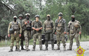 This handout picture posted on July 20, 2023 on the Telegram channel of the Belarusian Defence Ministry shows what is said a joint training of PMC Wagner fighters with Belarusian special forces servicemen at the Brestsky military ground. Belarus said on July 20, 2023 that instructors from mercenary force Wagner have begun training the ex-Soviet country's special forces, nearly a month after an aborted rebellion in Russia. Wagner, which played a key role in the Ukraine offensive, sought to topple Russia's military leadership during its brief rebellion last month, before backing down.
Belarusian strongman Alexander Lukashenko offered Wagner chief Yevgeny Prigozhin refuge in Belarus and said his army would benefit from the combat experience of Wagner commanders. (Photo by Handout / TELEGRAM / @modmilby / AFP) / RESTRICTED TO EDITORIAL USE - MANDATORY CREDIT "AFP PHOTO / TELEGRAM /...