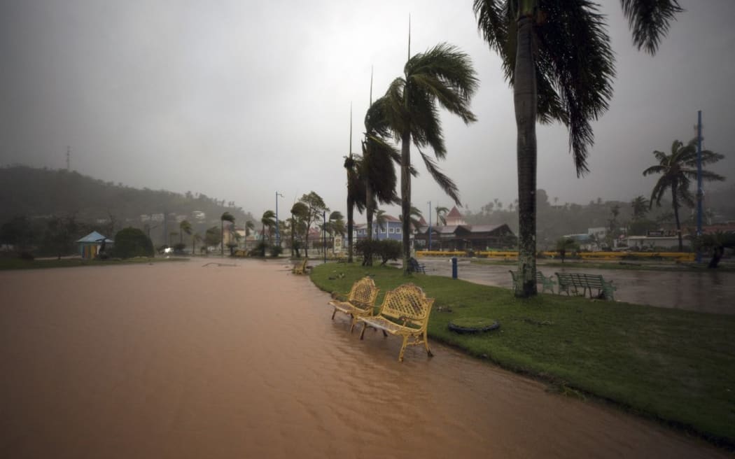 A flooded park in Samana, Dominican Republic, after the passage of Hurricane Fiona.