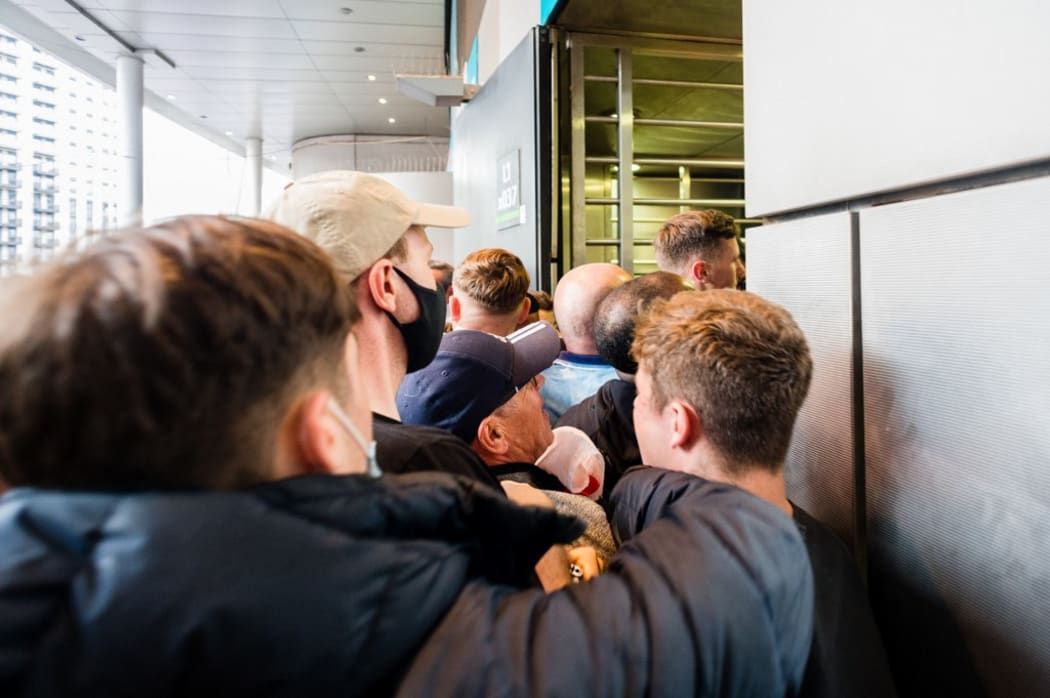 Football fans without the tickets managed to get through security checks at Wembley Stadium ahead of the UEFA Euro 2020 Final in London, Britain, 11 July 2021.