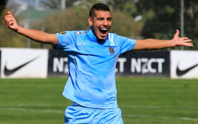 Hawkes Bay's Mario Barcia celebrates after the final whistle.