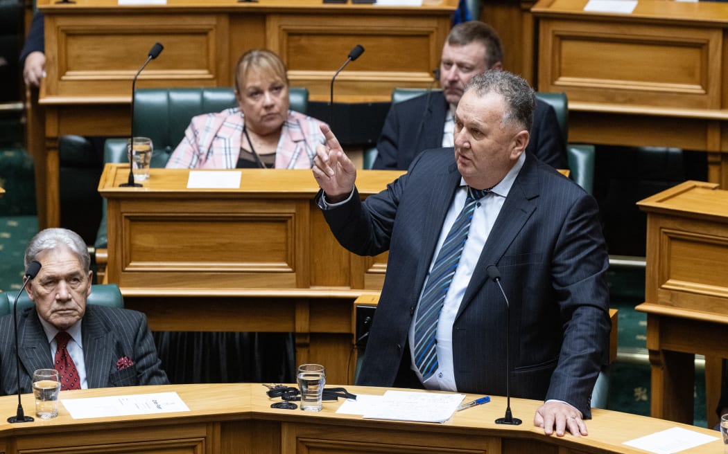 New Zealand First MP, Shane Jones during Parliament's obituaries for fallen Te Pāti Māori MP Takutai Tarsh Kemp.