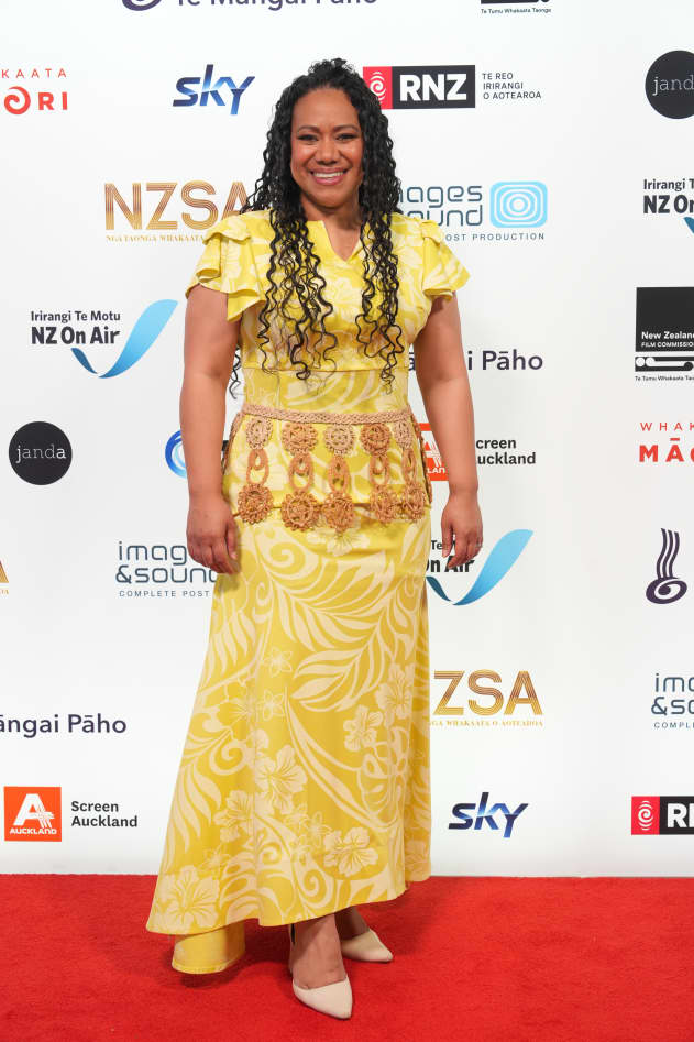 TVNZ journalist and presenter Indira Stewart arrives at the New Zealand Screen Awards at Auckland's Viaduct Centre on 21 November, 2025.