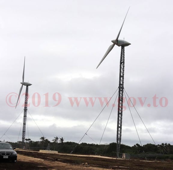 The new wind turbines at Niutoua