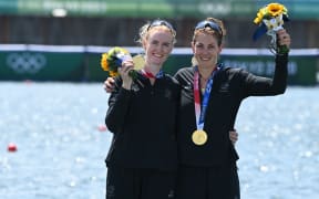 Gold medallists Grace Prendergast and Kerri Gowler