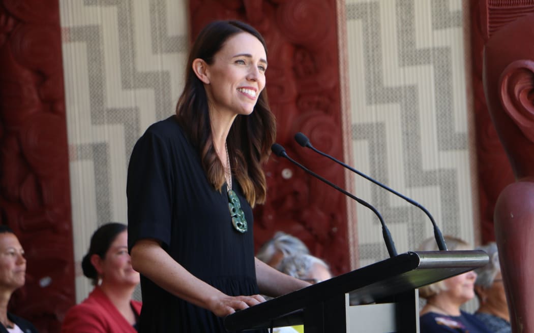 Prime Minister Jacinda Ardern speaks at Te Whare Rūnanga on 4 February, 2021.