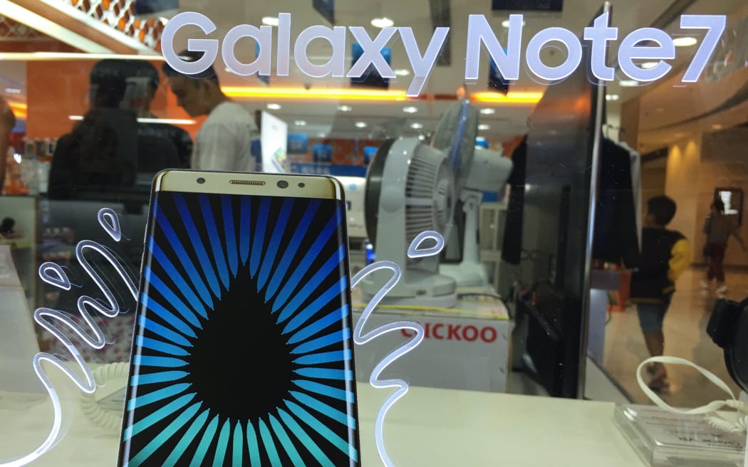 A Samsung Galaxy Note 7 is displayed at a store in Hong Kong on Sept 10, 2016.