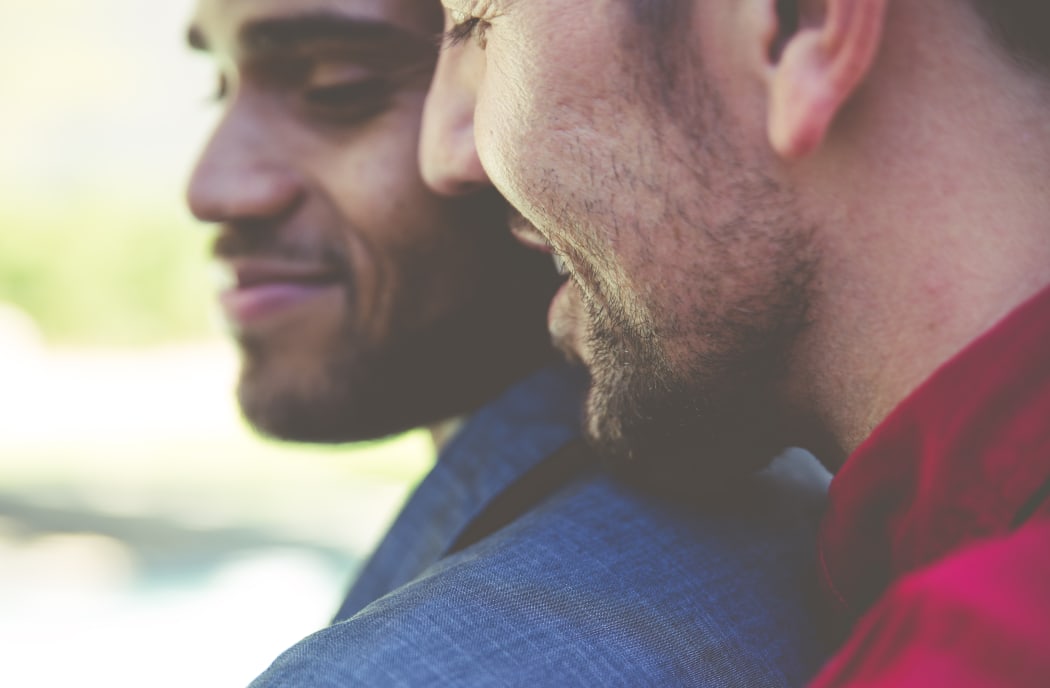 happy male gay couple