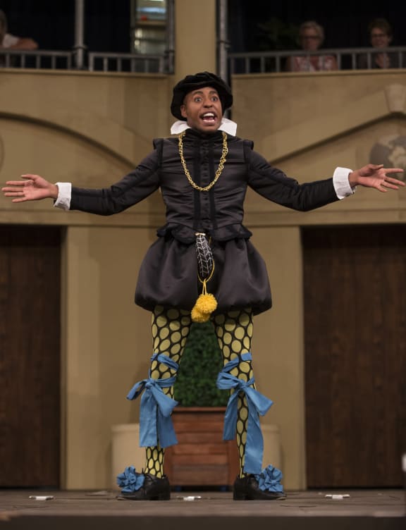 A scene from 'Twelfth Night' at the Pop-up Globe theatre in Auckland