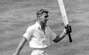 Bert Sutcliffe during his final test for New Zealand in 1949.