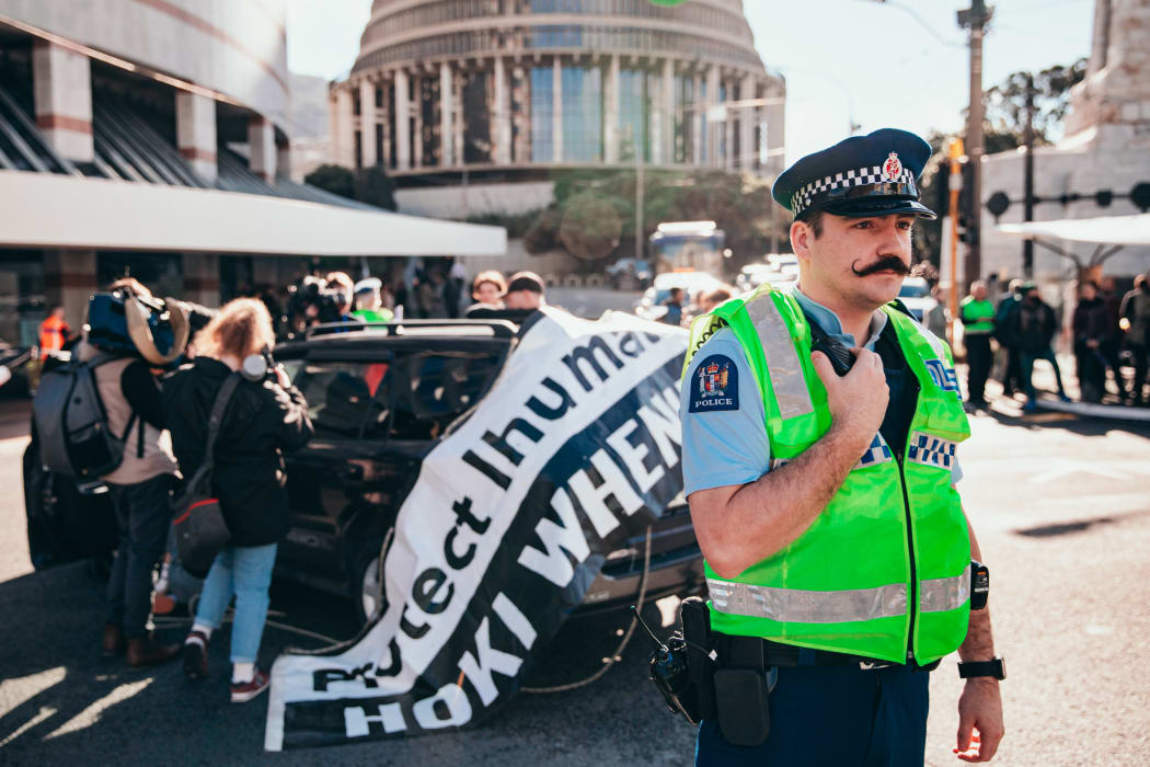 A protest in Wellington over Ihumātao