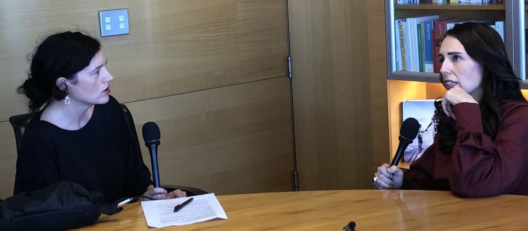 Radio New Zealand's Noelle McCarthy with New Zealand Prime Minister Jacinda Ardern.
