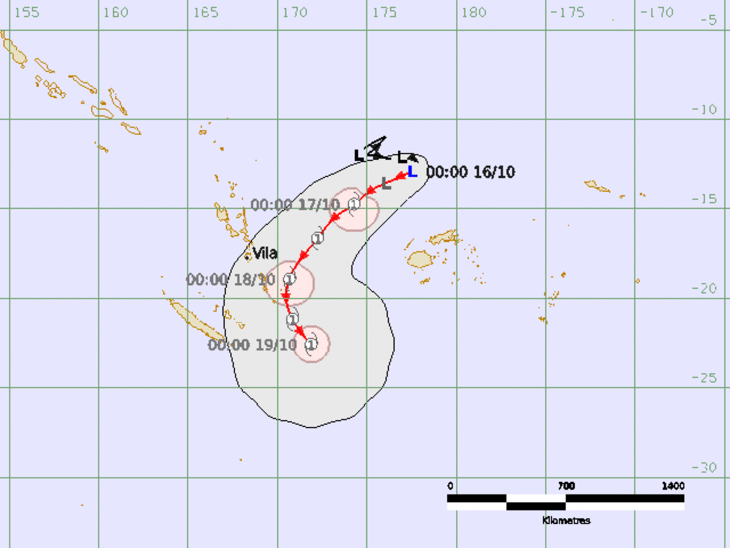The tracking map for the depression to the north of Fiji, which could develop into a tropical cyclone