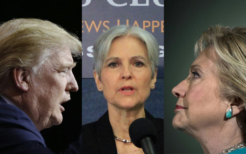 Donald Trump, Jill Stein, Hillary Clinton