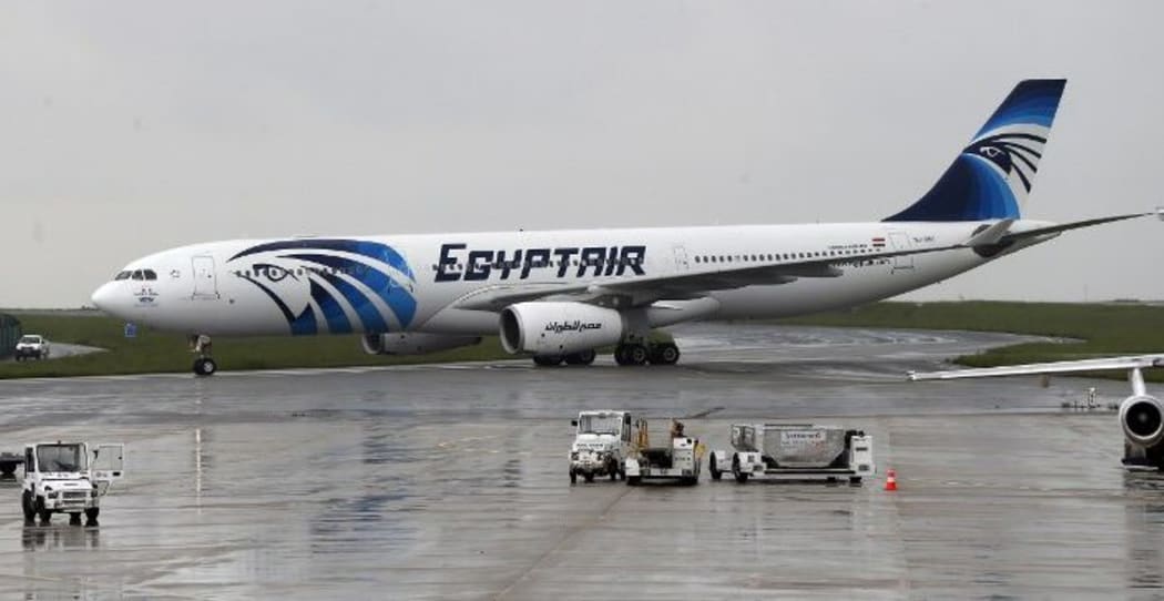 An Egyptair Airbus A330 from Cairo taxiing on an airport near Paris after landing a few hours after the MS804 Egyptair flight disappeared.