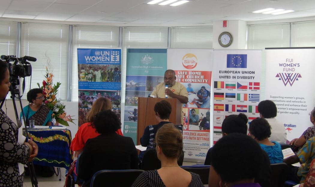 Rev Orisi Vuki speaking at the launch of the House of Sarah.