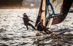 Alexandra Maloney and Molly Meech compete in the 49erFX in Rio