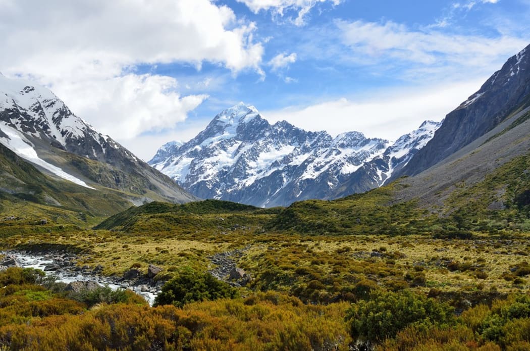 Aoraki Mount Cook, New Zealand, viewed from the Hooker Valley Track