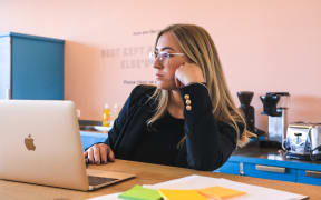 blonde woman on laptop