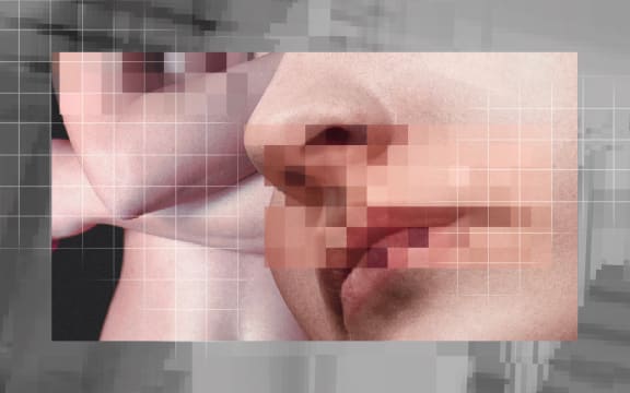 Composite of pixelated face and body