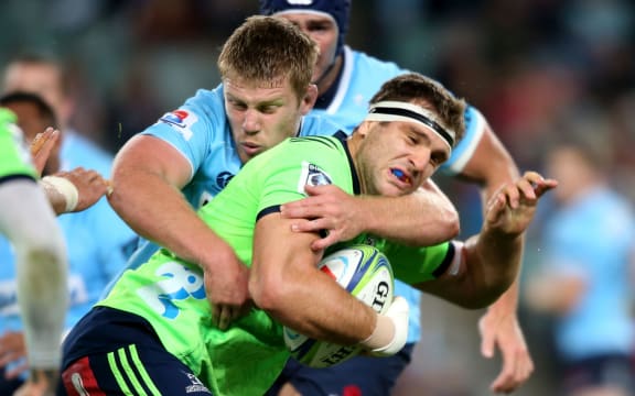 Highlanders loosie Luke Whitelock playing against the Waratahs.