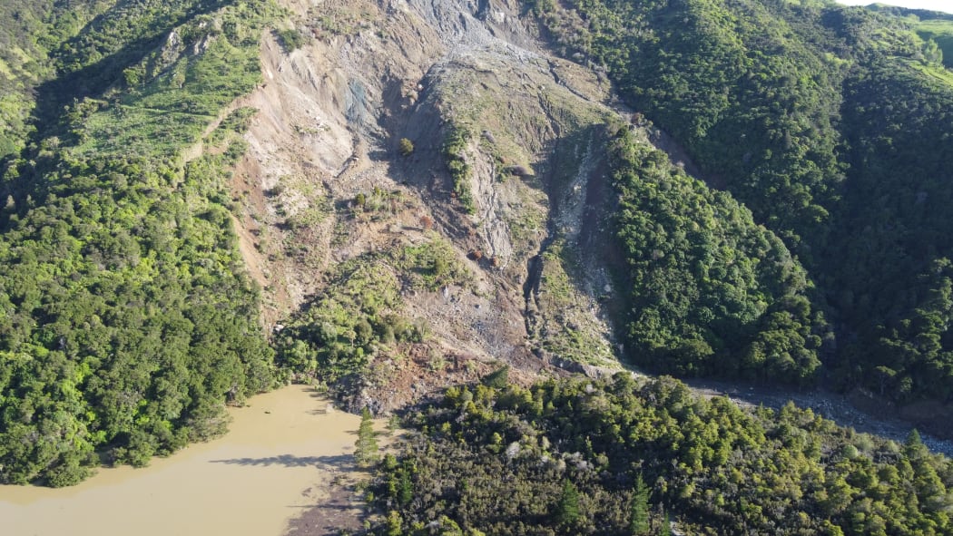 Massive landslips into the Kaiwhata River closed a road in Carterton district this week.