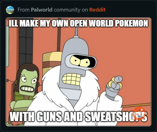 A Palworld meme from a Reddit user