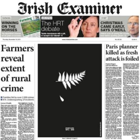 picture of The Irish examiner's front page tribute to Jonah Lomu.