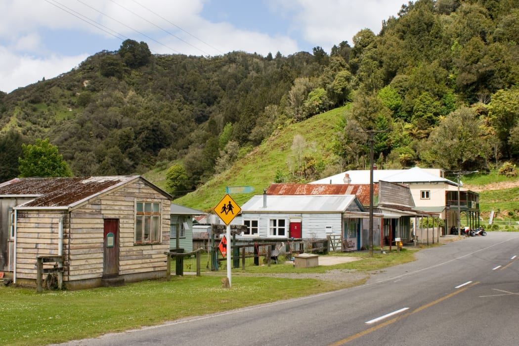 The shops at Whangamomona include a butcher, a post office - and the famous Whangamomona Hotel.