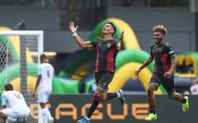 William Cardona of Vanuatu United FC celebrates his last minute goal that tied up the match against Bula FC. OFC Pro League 2026, Eden Park, Auckland, Saturday 17 January 2026.