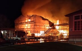 The A Block at Apanui School was well ablaze by the time fire crews arrived.