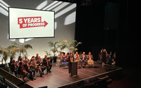 Labour Party leader Jacinda Ardern opening the party's annual conference in Auckland.