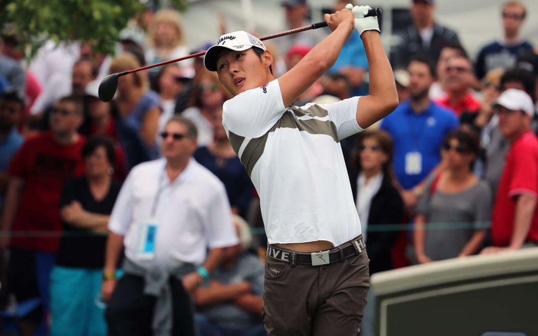 Danny Lee on the 1st tee during his third round in Connecticut, 2015.