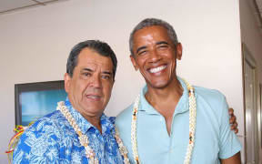French Polynesia's President Edouard Fritch and former US President Barack Obama