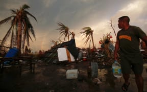 The makeshift home of a family in Guiuan after Typhoon Haiyan struck in November last year.