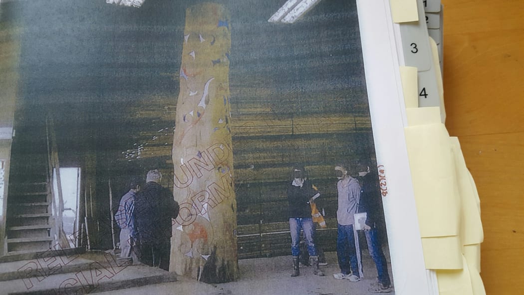 A piece of swamp kauri ready to be exported to China. This photo was filed as evidence in court.