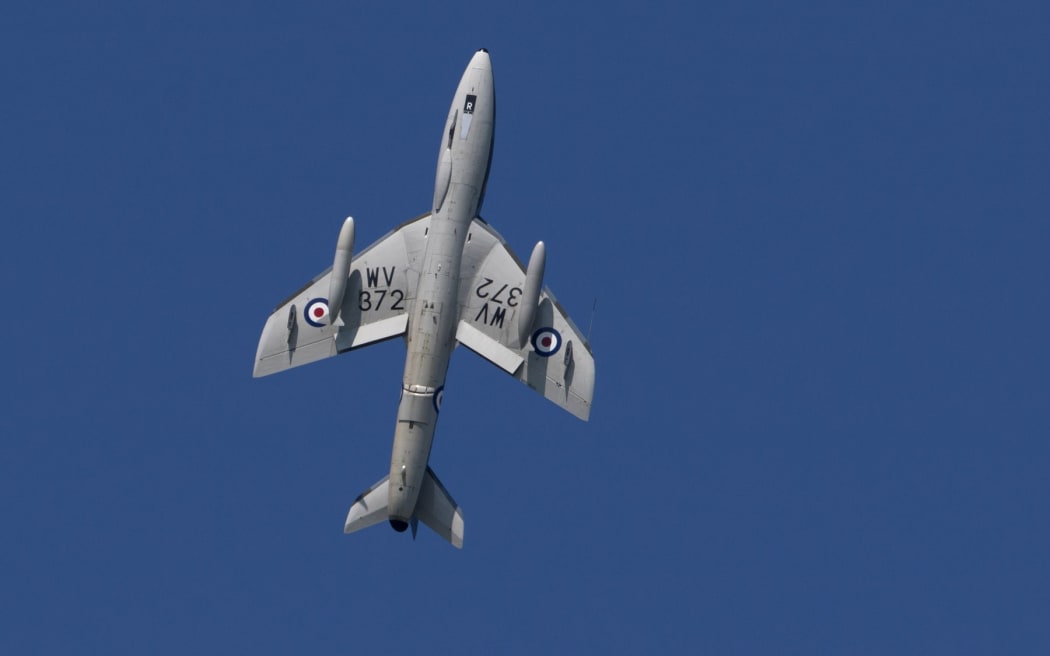 The 1950s Hawker Hunter jet moments before the crash.